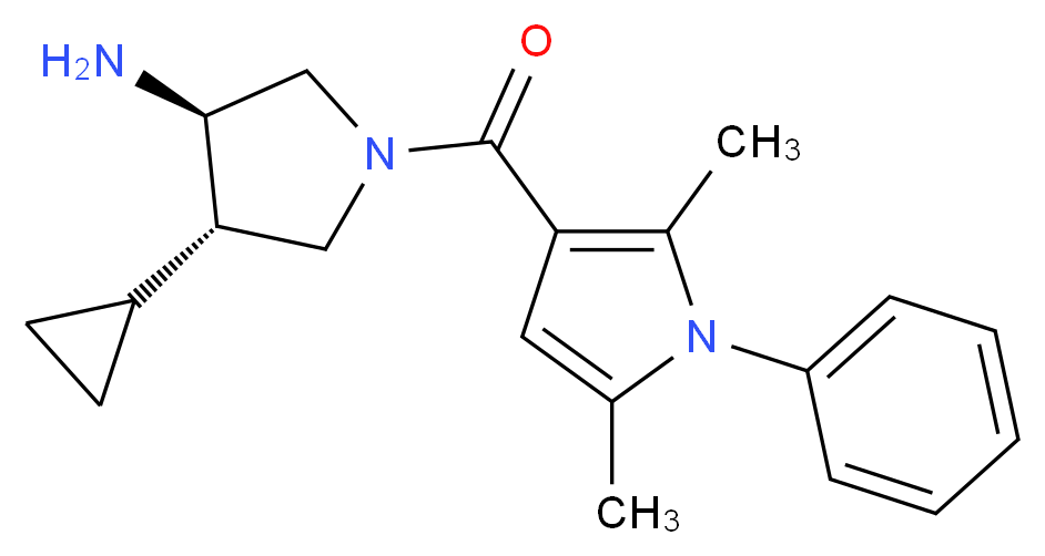(3R*,4S*)-4-cyclopropyl-1-[(2,5-dimethyl-1-phenyl-1H-pyrrol-3-yl)carbonyl]pyrrolidin-3-amine_分子结构_CAS_)