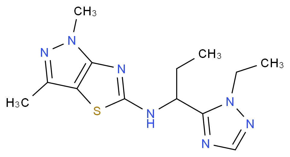 N-[1-(1-ethyl-1H-1,2,4-triazol-5-yl)propyl]-1,3-dimethyl-1H-pyrazolo[3,4-d][1,3]thiazol-5-amine_分子结构_CAS_)