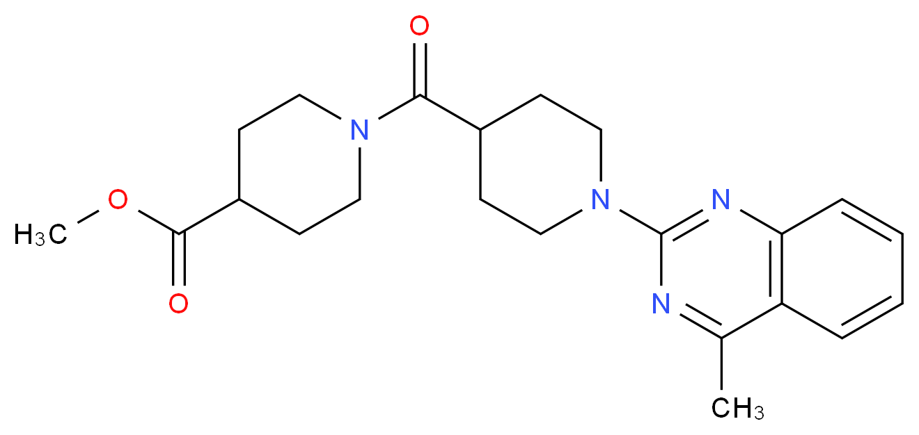 methyl 1-{[1-(4-methyl-2-quinazolinyl)-4-piperidinyl]carbonyl}-4-piperidinecarboxylate_分子结构_CAS_)