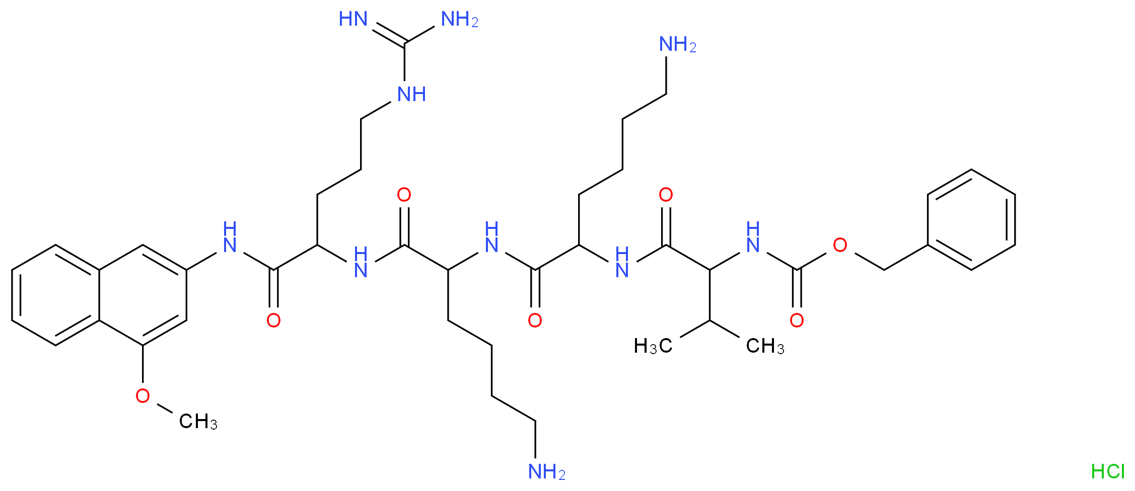 Z-Val-Lys-Lys-Arg-4-methoxy-β-naphthylamide trihydrochloride_分子结构_CAS_100900-15-0)