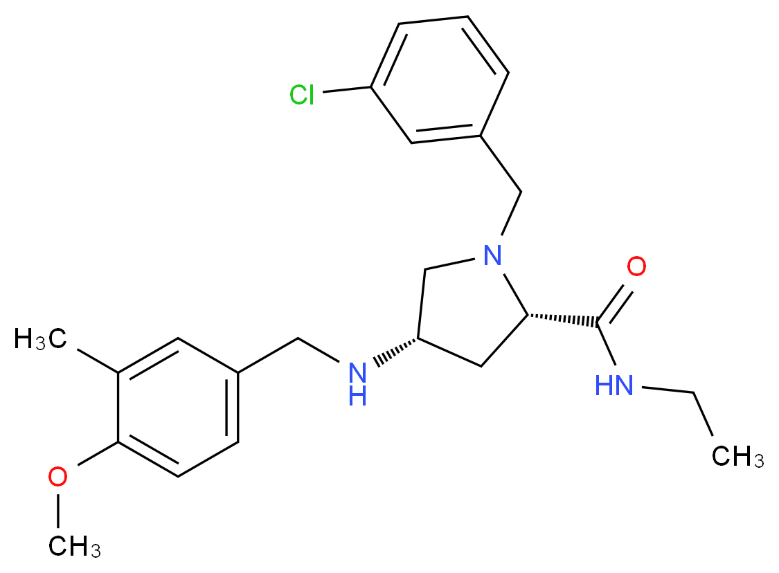 (4S)-1-(3-chlorobenzyl)-N-ethyl-4-[(4-methoxy-3-methylbenzyl)amino]-L-prolinamide_分子结构_CAS_)