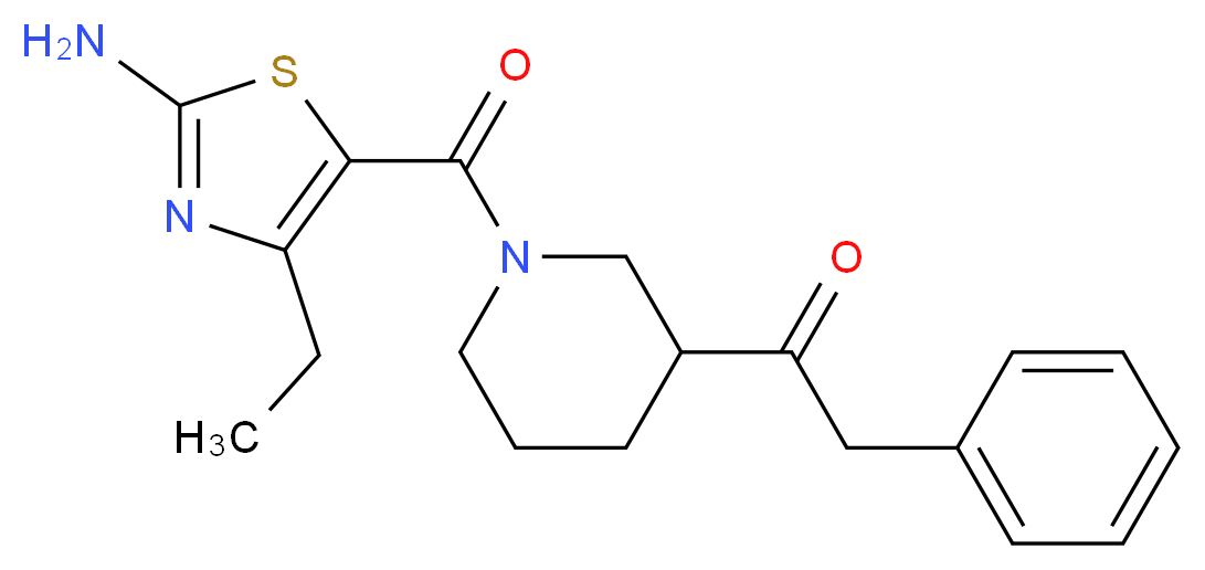 1-{1-[(2-amino-4-ethyl-1,3-thiazol-5-yl)carbonyl]-3-piperidinyl}-2-phenylethanone_分子结构_CAS_)