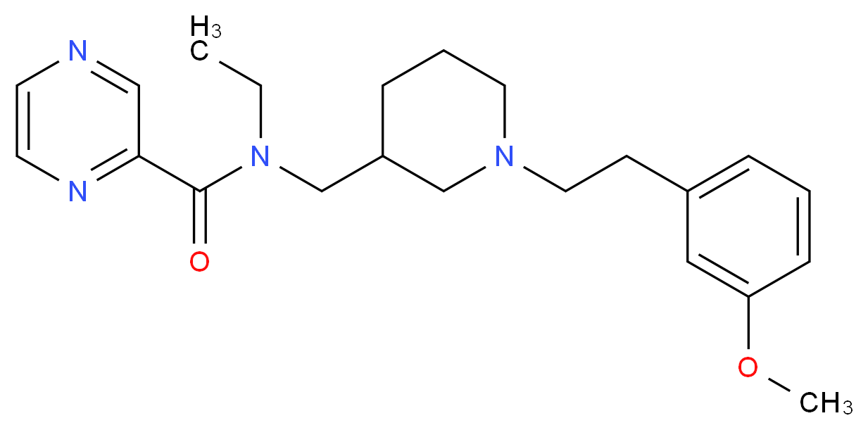 N-ethyl-N-({1-[2-(3-methoxyphenyl)ethyl]piperidin-3-yl}methyl)pyrazine-2-carboxamide_分子结构_CAS_)