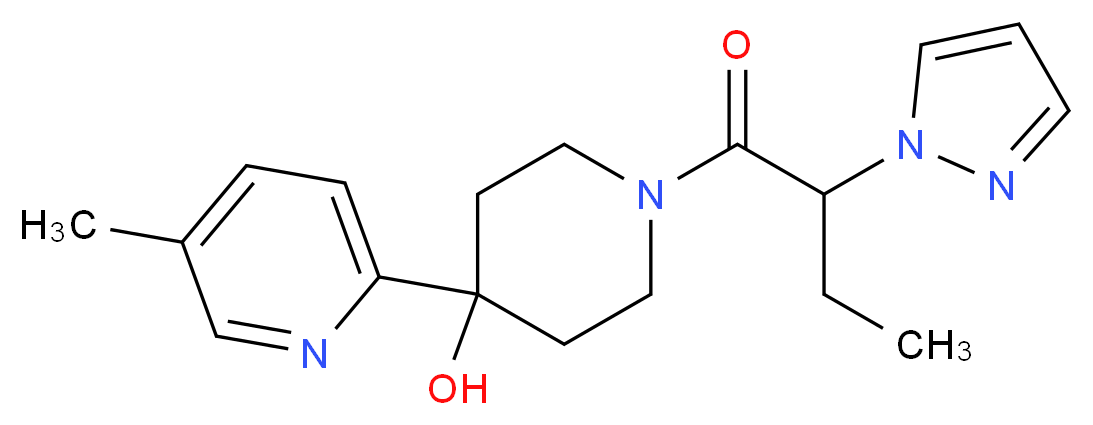 4-(5-methylpyridin-2-yl)-1-[2-(1H-pyrazol-1-yl)butanoyl]piperidin-4-ol_分子结构_CAS_)