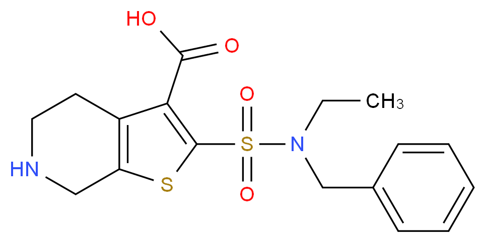 2-{[benzyl(ethyl)amino]sulfonyl}-4,5,6,7-tetrahydrothieno[2,3-c]pyridine-3-carboxylic acid_分子结构_CAS_)