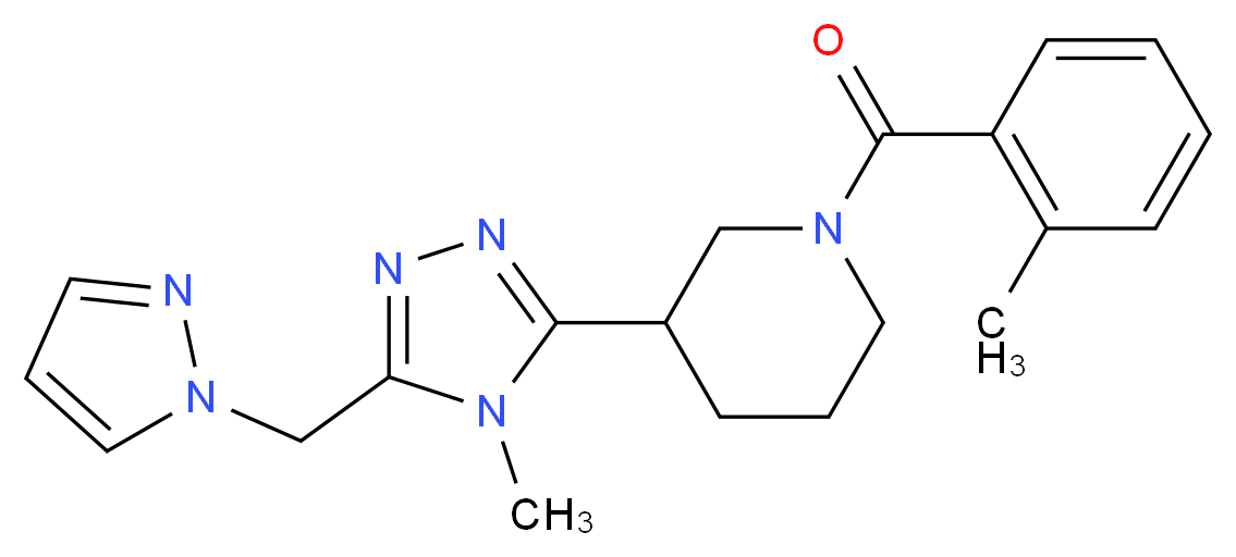 1-(2-methylbenzoyl)-3-[4-methyl-5-(1H-pyrazol-1-ylmethyl)-4H-1,2,4-triazol-3-yl]piperidine_分子结构_CAS_)
