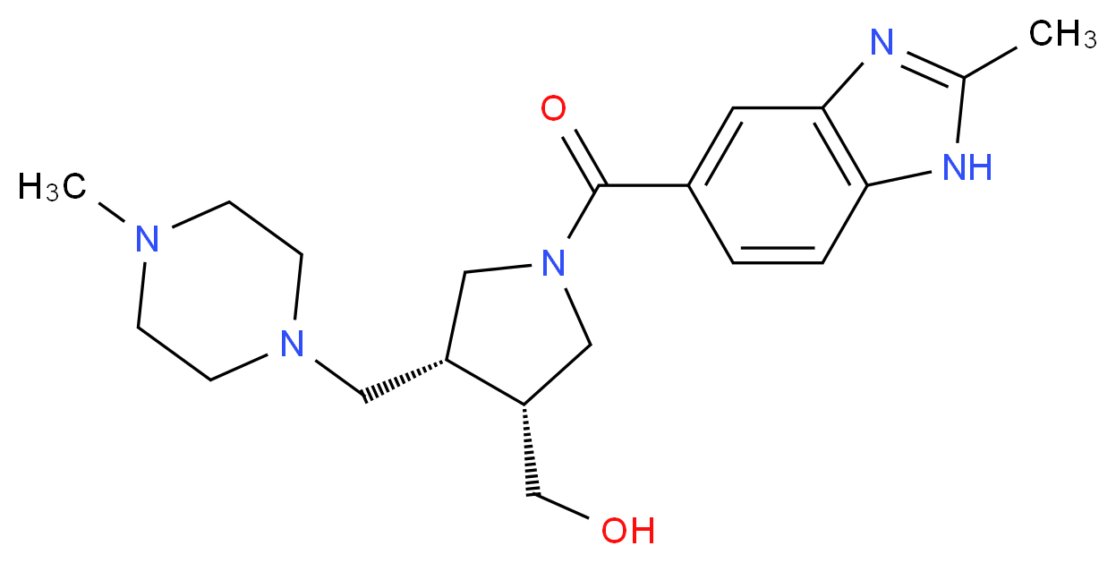 {(3R*,4R*)-1-[(2-methyl-1H-benzimidazol-5-yl)carbonyl]-4-[(4-methylpiperazin-1-yl)methyl]pyrrolidin-3-yl}methanol_分子结构_CAS_)