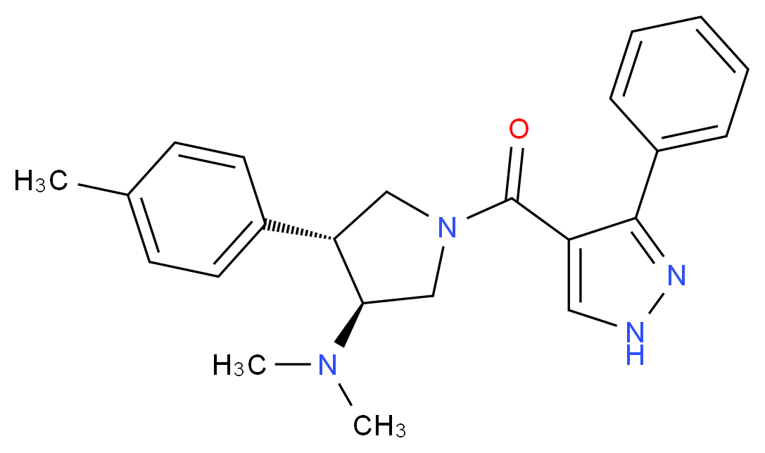 (3S*,4R*)-N,N-dimethyl-4-(4-methylphenyl)-1-[(3-phenyl-1H-pyrazol-4-yl)carbonyl]-3-pyrrolidinamine_分子结构_CAS_)