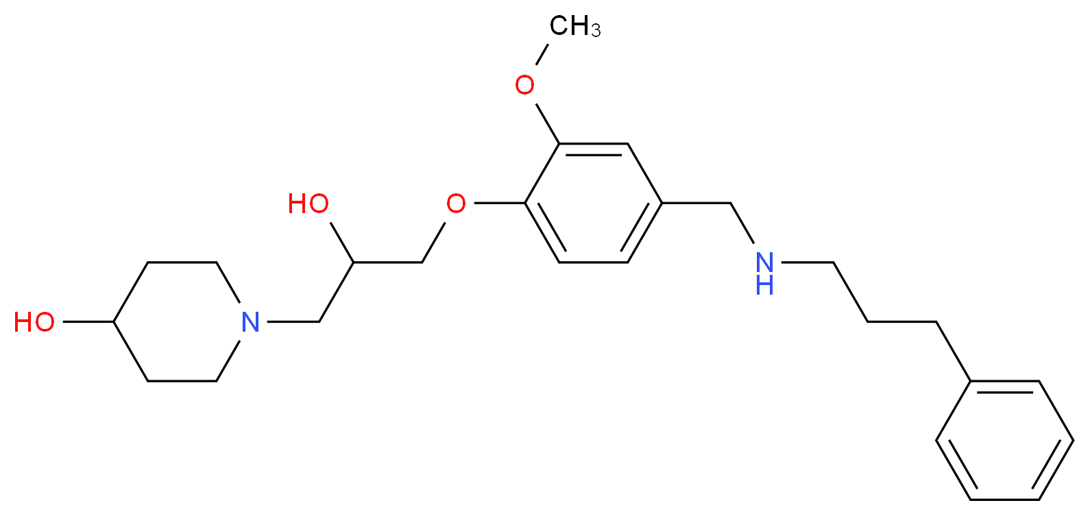 1-[2-hydroxy-3-(2-methoxy-4-{[(3-phenylpropyl)amino]methyl}phenoxy)propyl]-4-piperidinol_分子结构_CAS_)