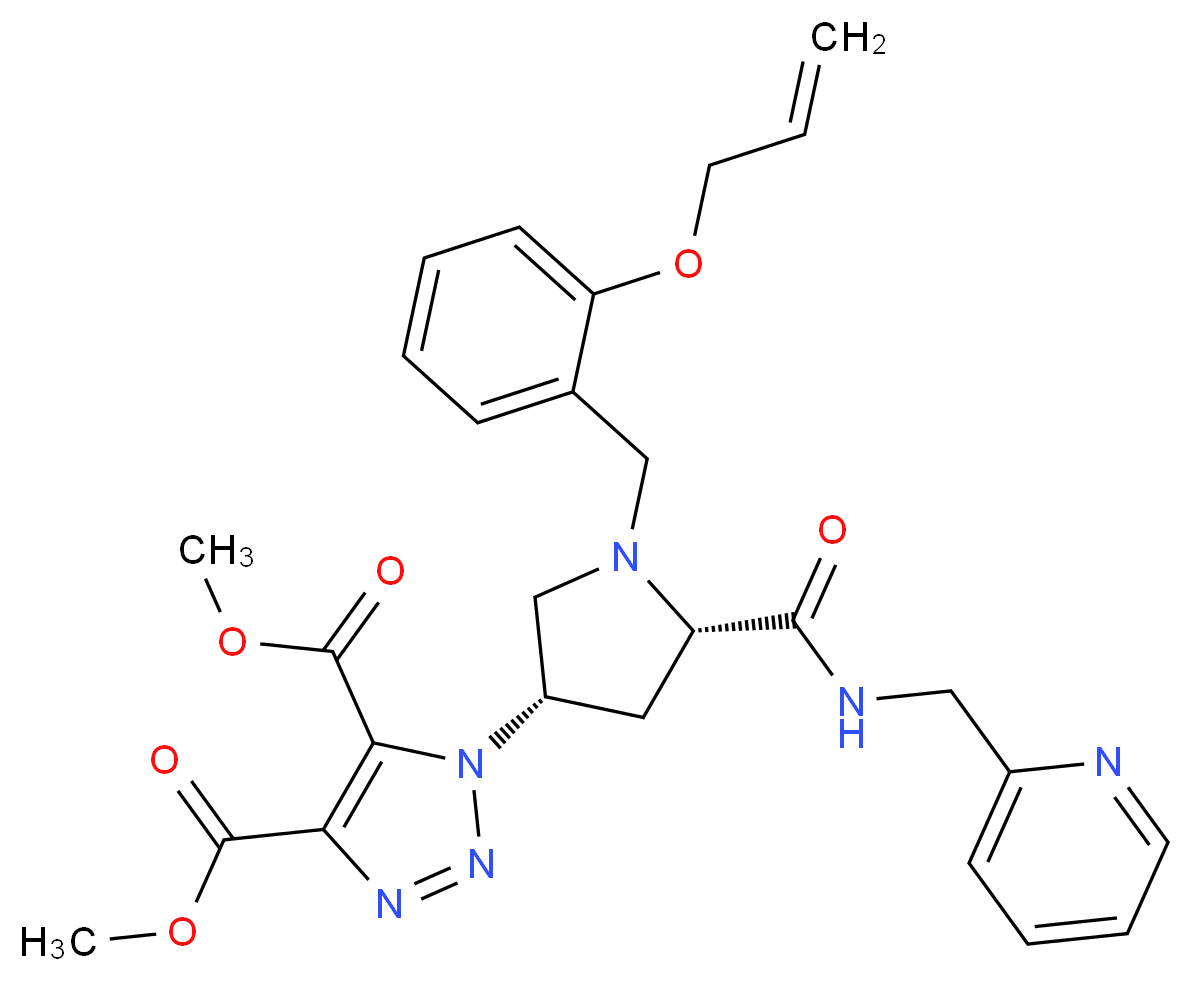 dimethyl 1-((3S,5S)-1-[2-(allyloxy)benzyl]-5-{[(2-pyridinylmethyl)amino]carbonyl}-3-pyrrolidinyl)-1H-1,2,3-triazole-4,5-dicarboxylate_分子结构_CAS_)