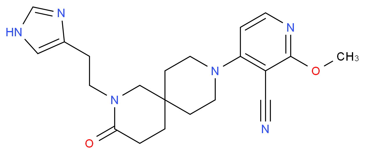 4-{2-[2-(1H-imidazol-4-yl)ethyl]-3-oxo-2,9-diazaspiro[5.5]undec-9-yl}-2-methoxynicotinonitrile_分子结构_CAS_)