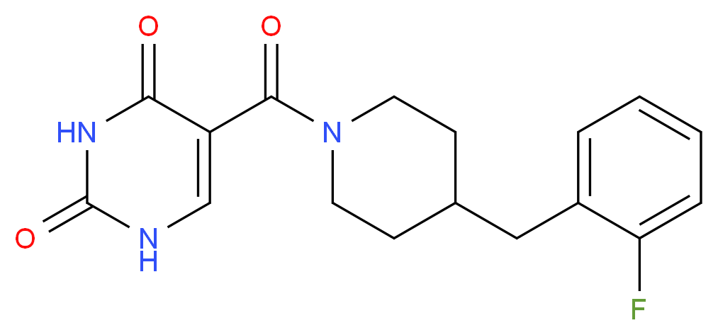 5-{[4-(2-fluorobenzyl)-1-piperidinyl]carbonyl}-2,4(1H,3H)-pyrimidinedione_分子结构_CAS_)