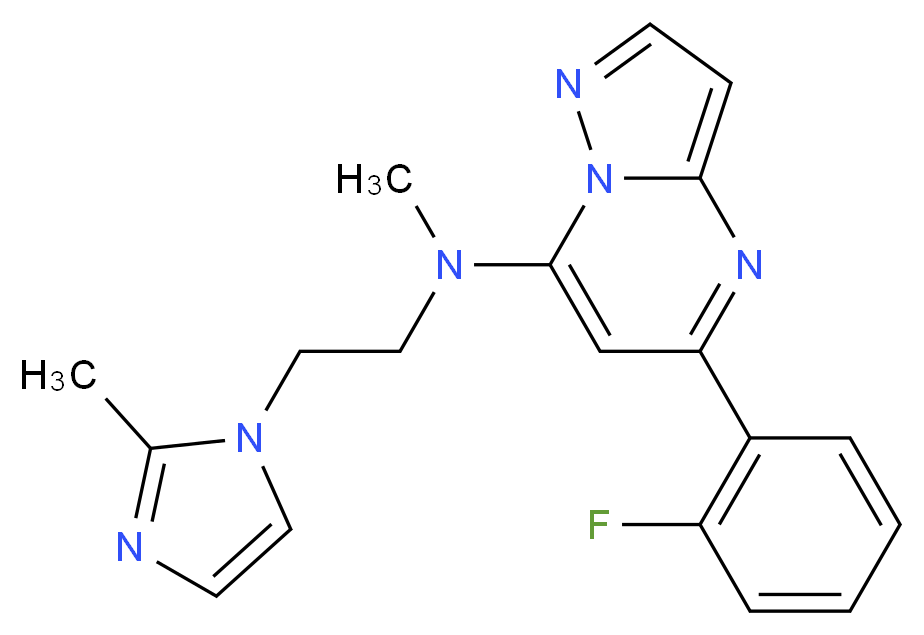 5-(2-fluorophenyl)-N-methyl-N-[2-(2-methyl-1H-imidazol-1-yl)ethyl]pyrazolo[1,5-a]pyrimidin-7-amine_分子结构_CAS_)