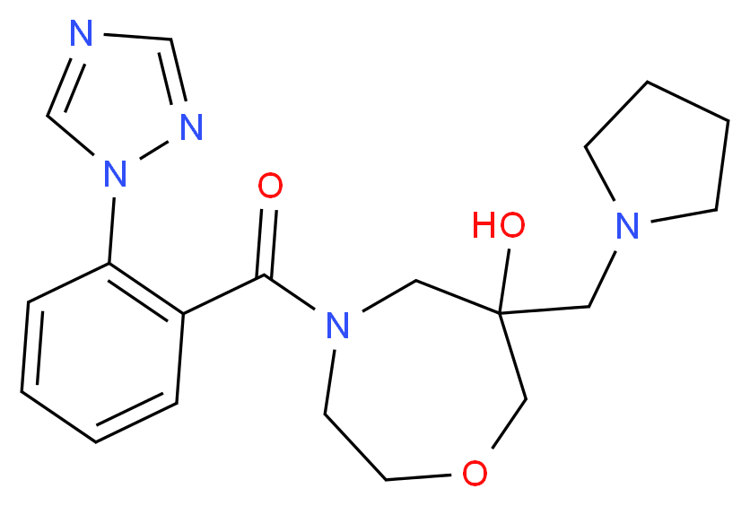 6-(pyrrolidin-1-ylmethyl)-4-[2-(1H-1,2,4-triazol-1-yl)benzoyl]-1,4-oxazepan-6-ol_分子结构_CAS_)