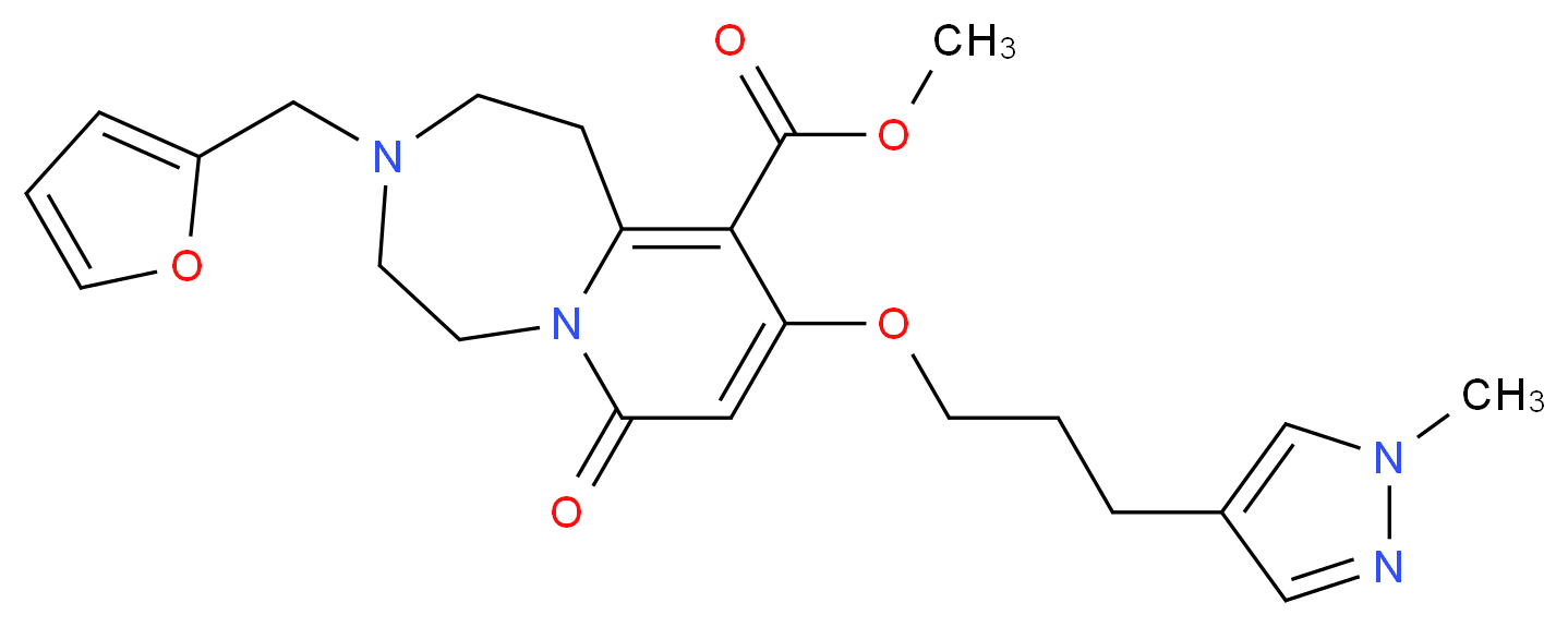 methyl 3-(2-furylmethyl)-9-[3-(1-methyl-1H-pyrazol-4-yl)propoxy]-7-oxo-1,2,3,4,5,7-hexahydropyrido[1,2-d][1,4]diazepine-10-carboxylate_分子结构_CAS_)