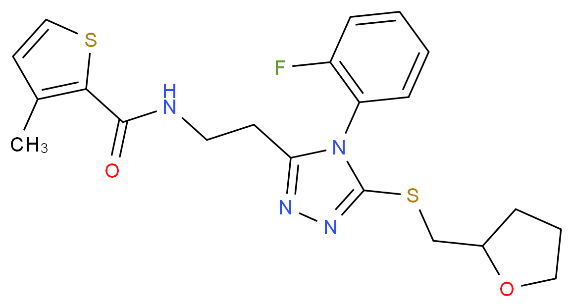 N-(2-{4-(2-fluorophenyl)-5-[(tetrahydro-2-furanylmethyl)thio]-4H-1,2,4-triazol-3-yl}ethyl)-3-methyl-2-thiophenecarboxamide_分子结构_CAS_)
