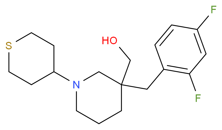 [3-(2,4-difluorobenzyl)-1-(tetrahydro-2H-thiopyran-4-yl)-3-piperidinyl]methanol_分子结构_CAS_)