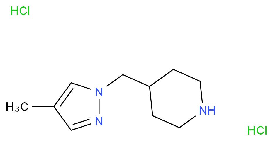 4-[(4-Methyl-1H-pyrazol-1-yl)methyl]piperidine dihydrochloride_分子结构_CAS_1211465-56-3)