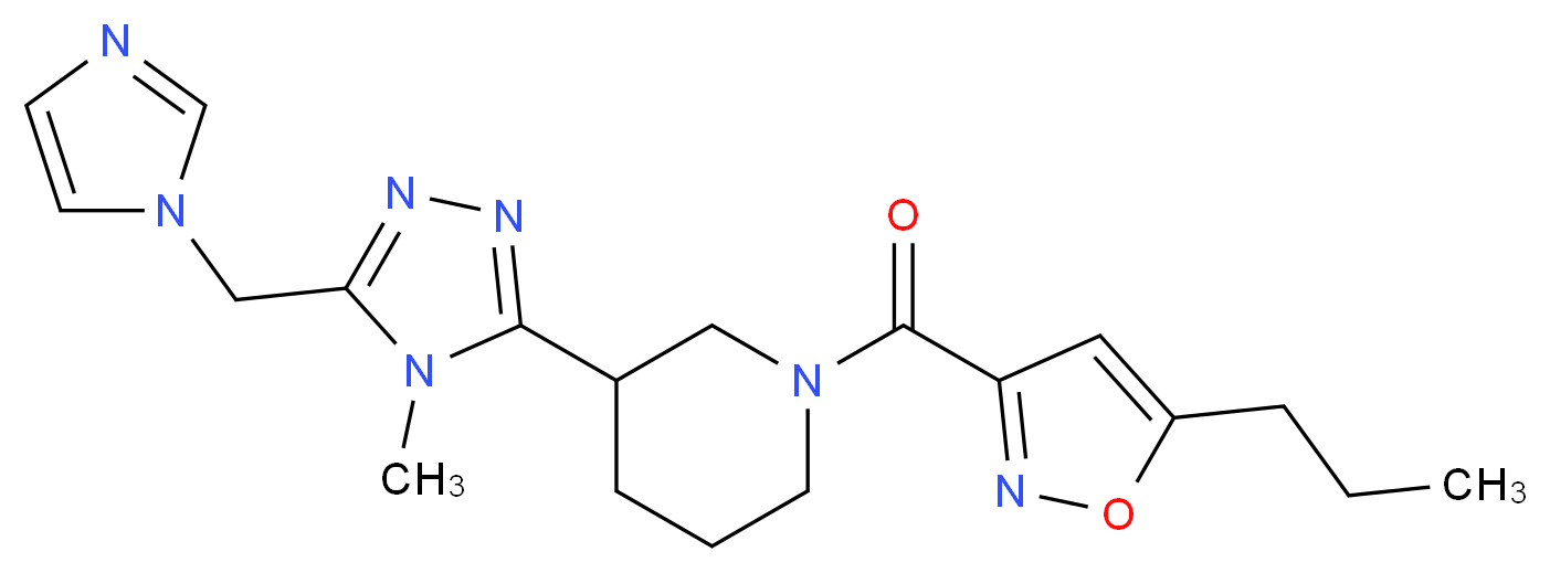 3-[5-(1H-imidazol-1-ylmethyl)-4-methyl-4H-1,2,4-triazol-3-yl]-1-[(5-propylisoxazol-3-yl)carbonyl]piperidine_分子结构_CAS_)