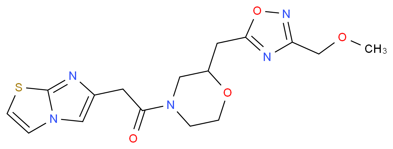 6-[2-(2-{[3-(methoxymethyl)-1,2,4-oxadiazol-5-yl]methyl}morpholin-4-yl)-2-oxoethyl]imidazo[2,1-b][1,3]thiazole_分子结构_CAS_)