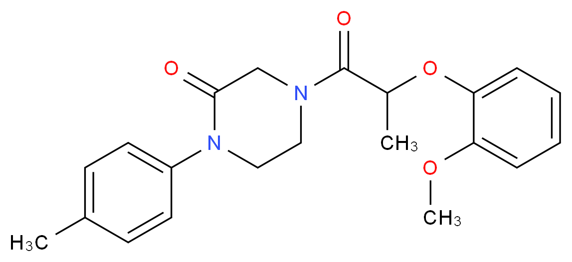 4-[2-(2-methoxyphenoxy)propanoyl]-1-(4-methylphenyl)-2-piperazinone_分子结构_CAS_)