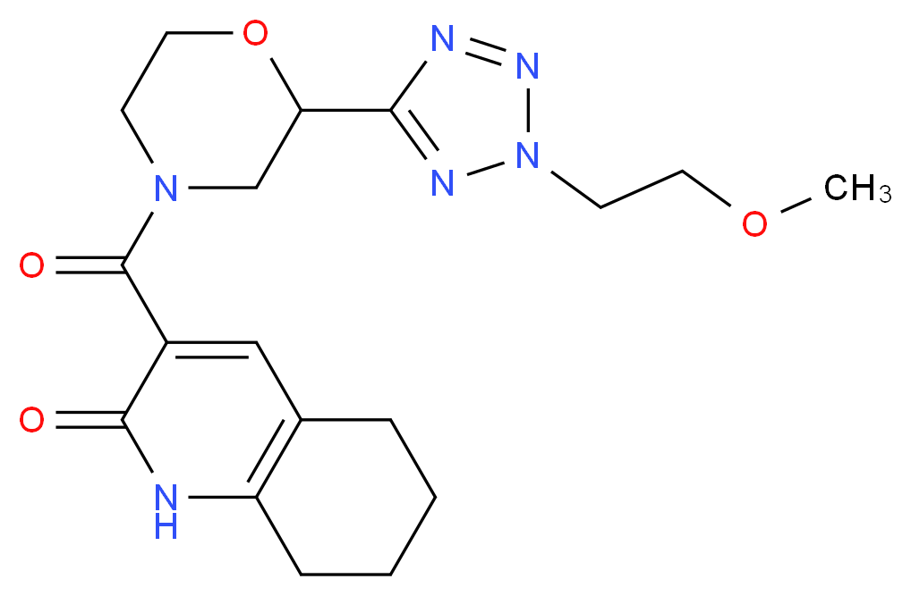 3-({2-[2-(2-methoxyethyl)-2H-tetrazol-5-yl]morpholin-4-yl}carbonyl)-5,6,7,8-tetrahydroquinolin-2(1H)-one_分子结构_CAS_)