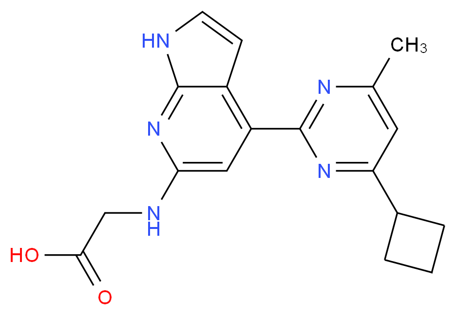 N-[4-(4-cyclobutyl-6-methylpyrimidin-2-yl)-1H-pyrrolo[2,3-b]pyridin-6-yl]glycine_分子结构_CAS_)