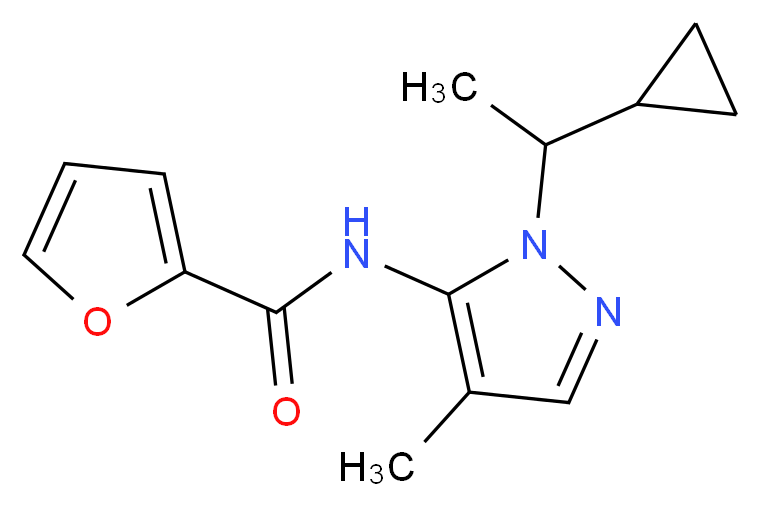 N-[1-(1-cyclopropylethyl)-4-methyl-1H-pyrazol-5-yl]-2-furamide_分子结构_CAS_)