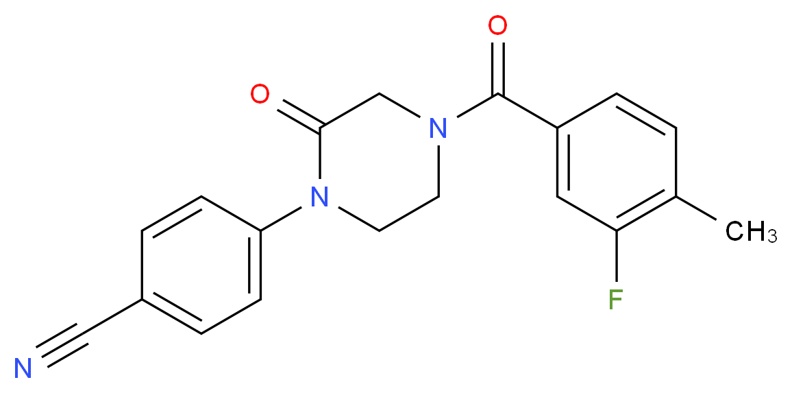 4-[4-(3-fluoro-4-methylbenzoyl)-2-oxo-1-piperazinyl]benzonitrile_分子结构_CAS_)