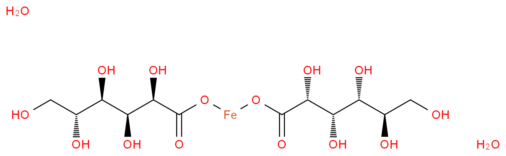 dihydrate {[(2R,3S,4R,5R)-2,3,4,5,6-pentahydroxyhexanoyl]oxy}ferrio (2R,3S,4R,5R)-2,3,4,5,6-pentahydroxyhexanoate_分子结构_CAS_22830-45-1