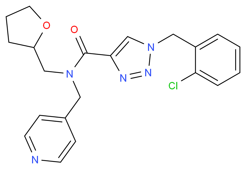 1-(2-chlorobenzyl)-N-(4-pyridinylmethyl)-N-(tetrahydro-2-furanylmethyl)-1H-1,2,3-triazole-4-carboxamide_分子结构_CAS_)