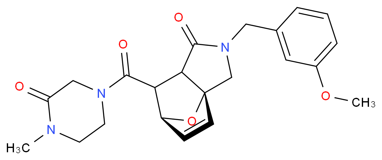 (3aR*,6S*)-2-(3-methoxybenzyl)-7-[(4-methyl-3-oxopiperazin-1-yl)carbonyl]-2,3,7,7a-tetrahydro-3a,6-epoxyisoindol-1(6H)-one_分子结构_CAS_)