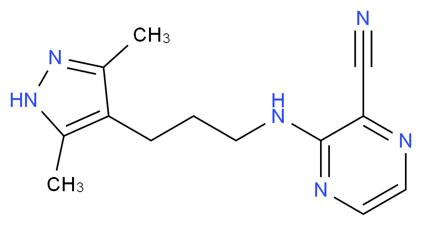 3-{[3-(3,5-dimethyl-1H-pyrazol-4-yl)propyl]amino}-2-pyrazinecarbonitrile_分子结构_CAS_)