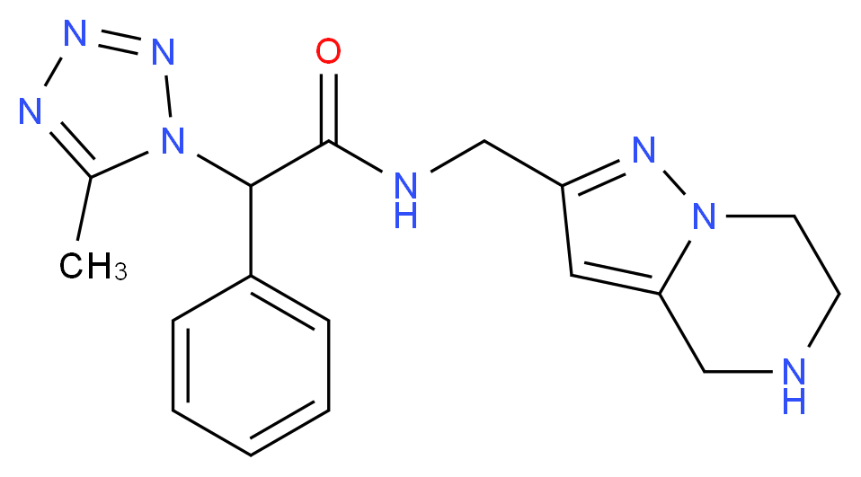 2-(5-methyl-1H-tetrazol-1-yl)-2-phenyl-N-(4,5,6,7-tetrahydropyrazolo[1,5-a]pyrazin-2-ylmethyl)acetamide_分子结构_CAS_)