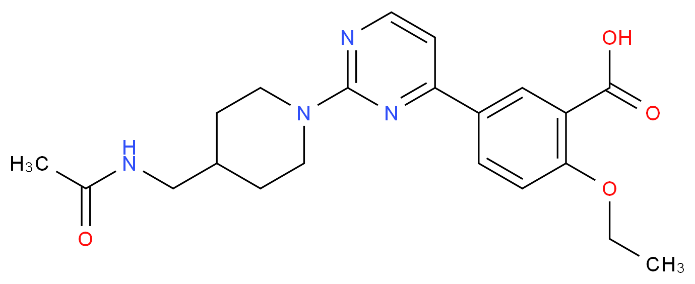 5-(2-{4-[(acetylamino)methyl]piperidin-1-yl}pyrimidin-4-yl)-2-ethoxybenzoic acid_分子结构_CAS_)