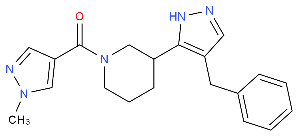 3-(4-benzyl-1H-pyrazol-5-yl)-1-[(1-methyl-1H-pyrazol-4-yl)carbonyl]piperidine_分子结构_CAS_)