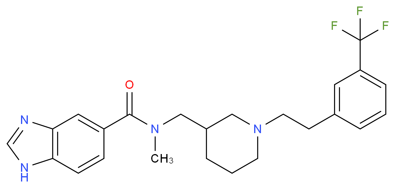 N-methyl-N-[(1-{2-[3-(trifluoromethyl)phenyl]ethyl}-3-piperidinyl)methyl]-1H-benzimidazole-5-carboxamide_分子结构_CAS_)