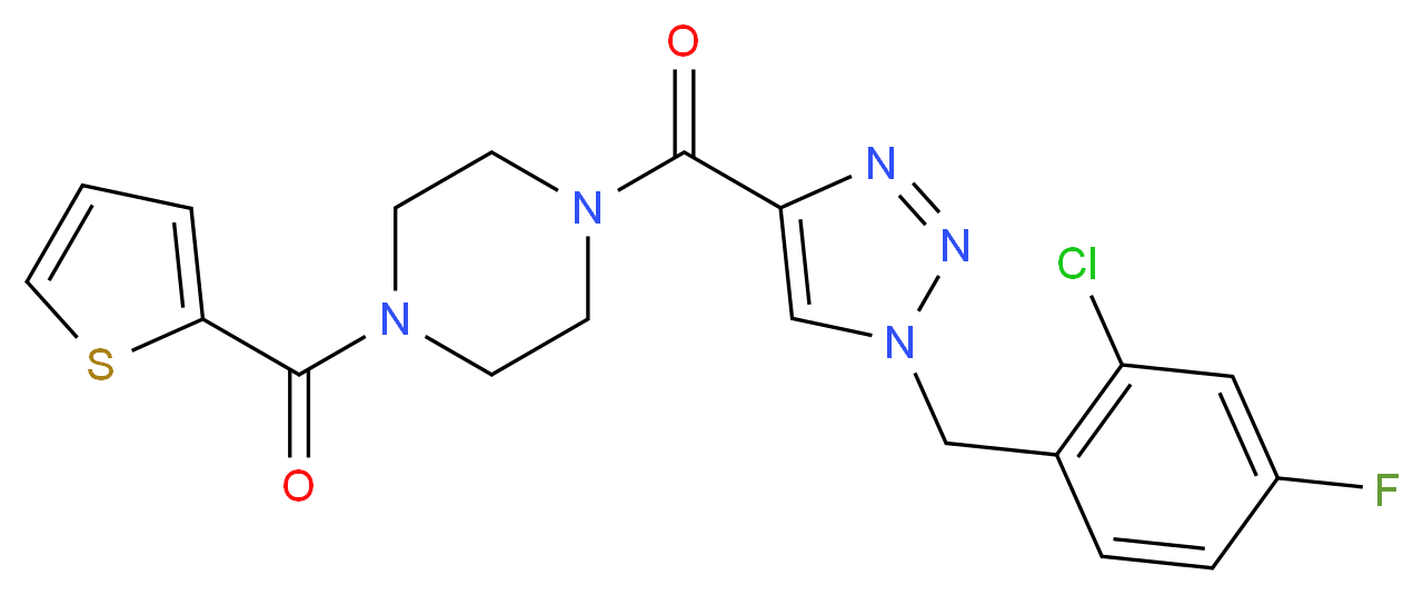 1-{[1-(2-chloro-4-fluorobenzyl)-1H-1,2,3-triazol-4-yl]carbonyl}-4-(2-thienylcarbonyl)piperazine_分子结构_CAS_)