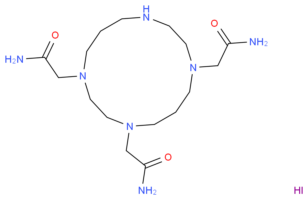 2-[8,11-bis(carbamoylmethyl)-1,4,8,11-tetraazacyclotetradecan-1-yl]acetamide hydroiodide_分子结构_CAS_220554-75-6