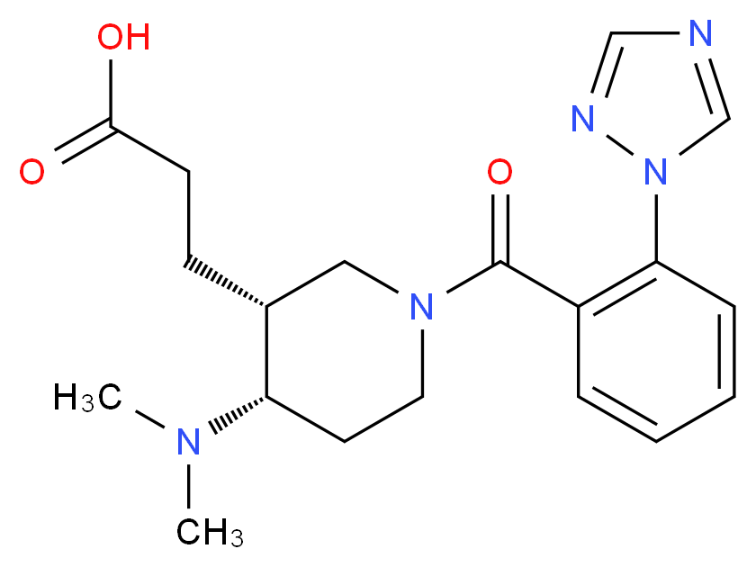 3-{(3R*,4S*)-4-(dimethylamino)-1-[2-(1H-1,2,4-triazol-1-yl)benzoyl]piperidin-3-yl}propanoic acid_分子结构_CAS_)