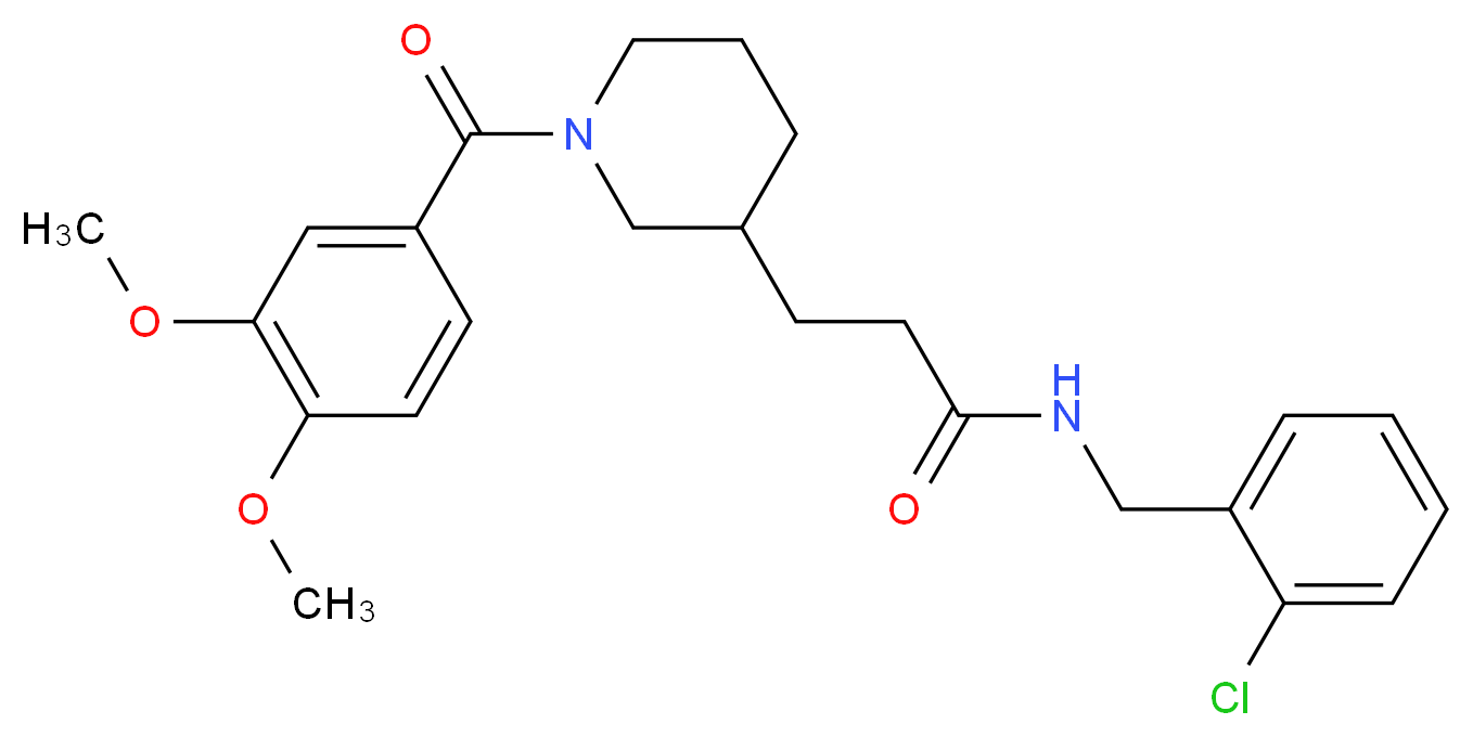 N-(2-chlorobenzyl)-3-[1-(3,4-dimethoxybenzoyl)-3-piperidinyl]propanamide_分子结构_CAS_)