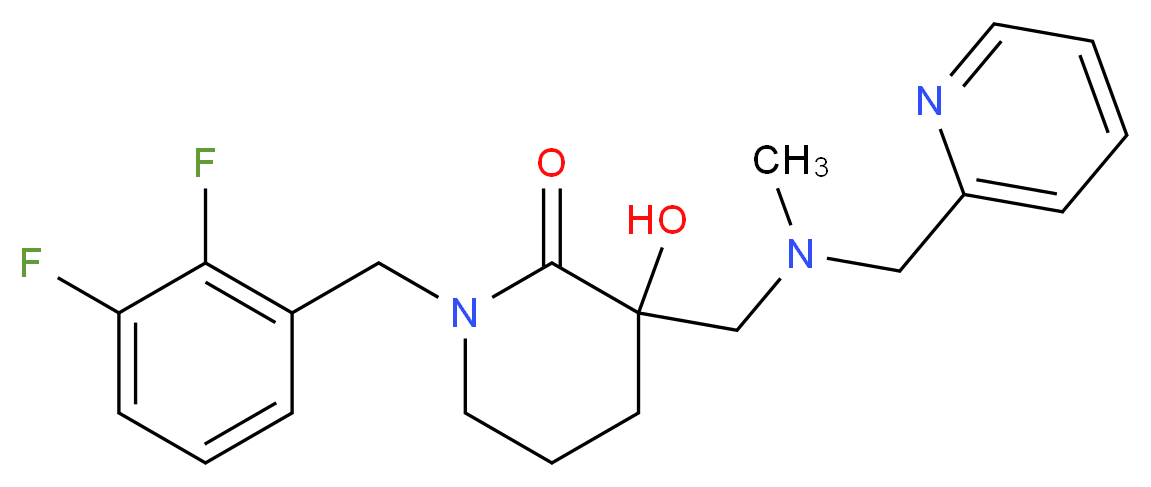 1-(2,3-difluorobenzyl)-3-hydroxy-3-{[methyl(2-pyridinylmethyl)amino]methyl}-2-piperidinone_分子结构_CAS_)