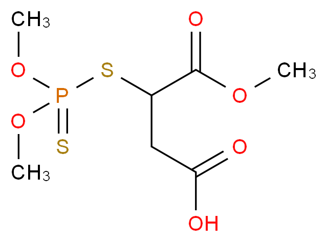 3-{[dimethoxy(sulfanylidene)-λ<sup>5</sup>-phosphanyl]sulfanyl}-4-methoxy-4-oxobutanoic acid_分子结构_CAS_55733-40-9