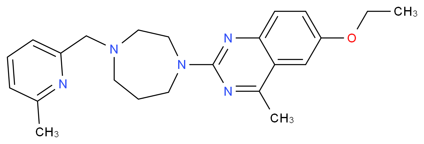 6-ethoxy-4-methyl-2-{4-[(6-methyl-2-pyridinyl)methyl]-1,4-diazepan-1-yl}quinazoline_分子结构_CAS_)