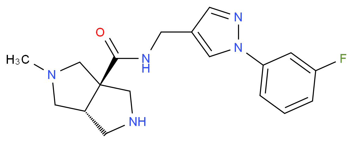 (3aR*,6aR*)-N-{[1-(3-fluorophenyl)-1H-pyrazol-4-yl]methyl}-2-methylhexahydropyrrolo[3,4-c]pyrrole-3a(1H)-carboxamide_分子结构_CAS_)