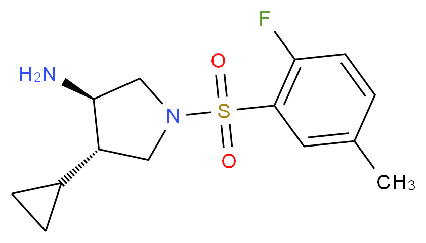 (3R*,4S*)-4-cyclopropyl-1-[(2-fluoro-5-methylphenyl)sulfonyl]-3-pyrrolidinamine_分子结构_CAS_)