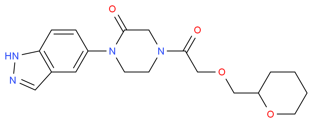 1-(1H-indazol-5-yl)-4-[(tetrahydro-2H-pyran-2-ylmethoxy)acetyl]-2-piperazinone_分子结构_CAS_)