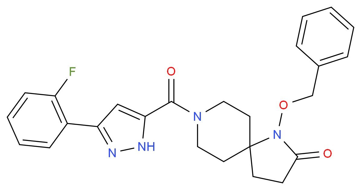 1-(benzyloxy)-8-{[3-(2-fluorophenyl)-1H-pyrazol-5-yl]carbonyl}-1,8-diazaspiro[4.5]decan-2-one_分子结构_CAS_)