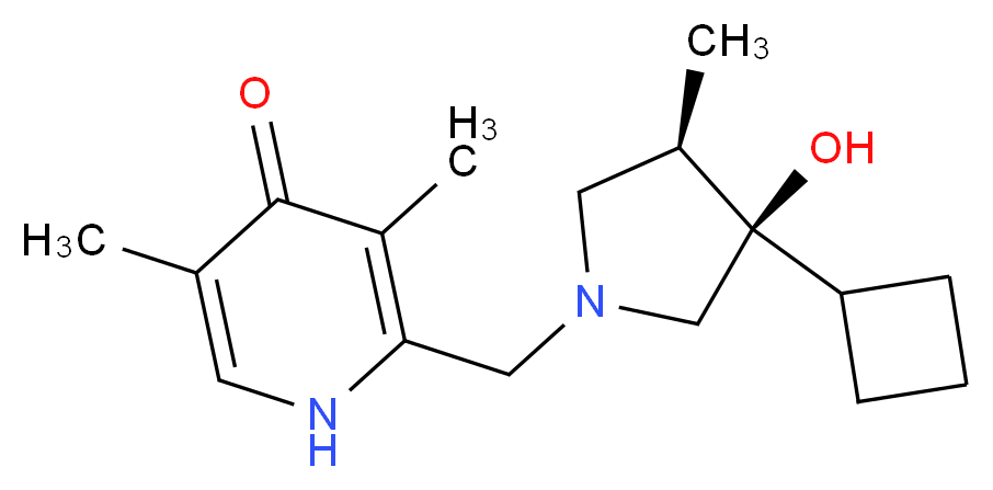 2-{[(3R*,4R*)-3-cyclobutyl-3-hydroxy-4-methyl-1-pyrrolidinyl]methyl}-3,5-dimethyl-4(1H)-pyridinone_分子结构_CAS_)