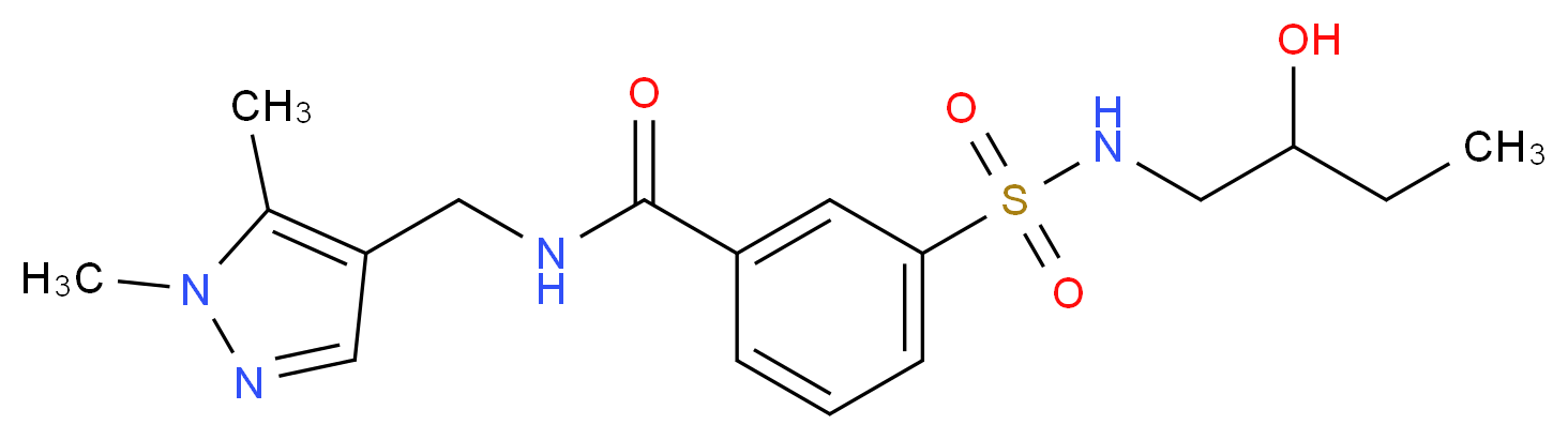 N-[(1,5-dimethyl-1H-pyrazol-4-yl)methyl]-3-{[(2-hydroxybutyl)amino]sulfonyl}benzamide_分子结构_CAS_)